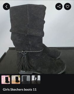 Skechers Girls Black Suede Boots Size 11