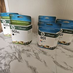 Set Of 2 HP 901XL Black Ink Cartridge /HP 901 (CC656AN140)set Of 3  Tri-Color Ink Cartridge