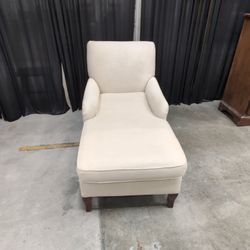 Beige Upholstered Chaise Lounge with Rolled Arms