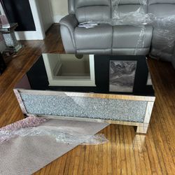 Glass Diamond Table & Fire Place