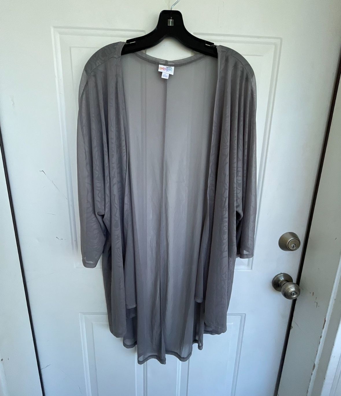 Lularoe Grey Cardigan Semis-sheer Floral Kimono Top Size L