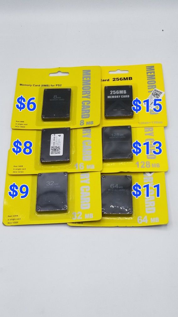 PS2 Memory Cards Prices As Pictured