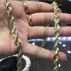 10k Gold Diamond Cuts Rope Chain Solid Rope …cleaning Free Anytime …