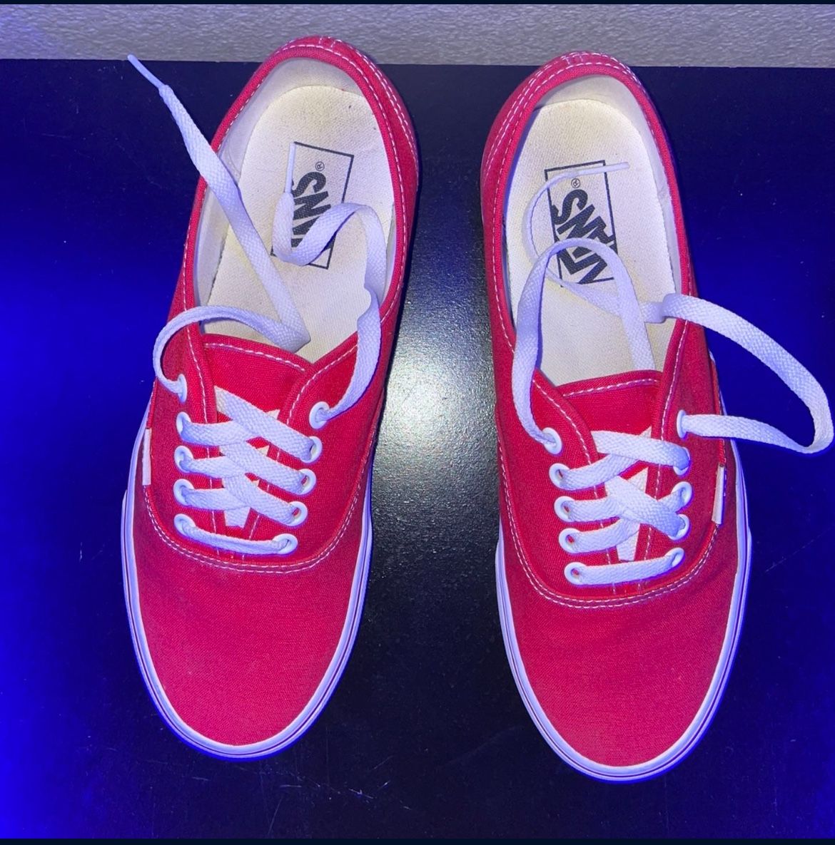 Red Authentic Vans Lows Size 9