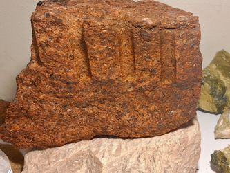 Beautiful Red Gramit Specimen Special Comversation Piece Core Sample Drill Marks