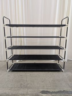 Five-Tier Fabric Shoe Rack in Black