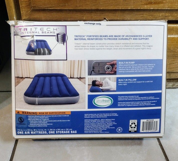 TWIN Bestway Air Mattress Built In Pump