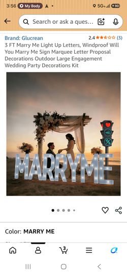 "Marry Me" marquee proposal letters