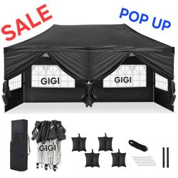 10x20 Pop up Canopy Tent, Protable Canopy Tent with Sidewalls Waterproof Commercial Pop up Tent for Parties, Wedding, Camping, Courtyard.