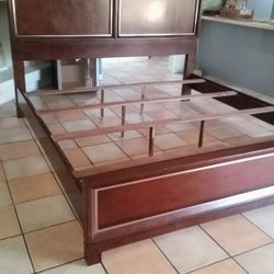 Frame King Size Bed, Drawer Dresser with Mirror 