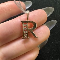 14k Gold “R” Pendant 