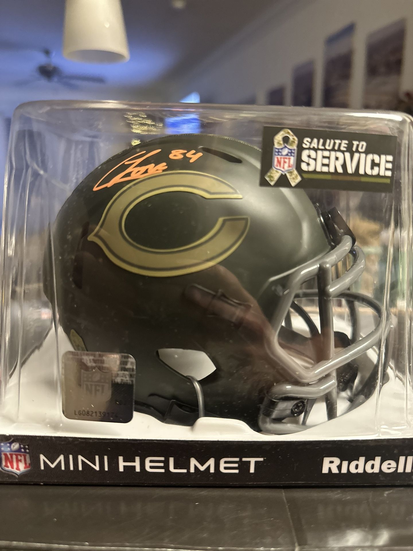 Colston Loveland Signed Chicago Bears Salute To Service Mini Helmet Beckett