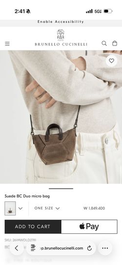 Brunello Cucinelli Mini Tote Brown Suede Leather