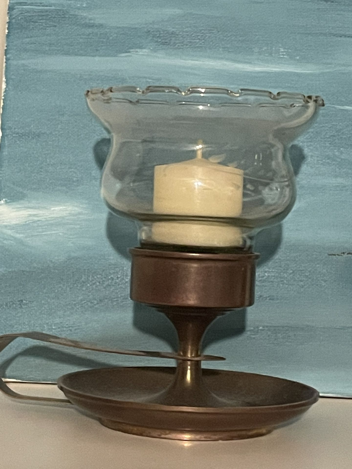 Vintage Look - Copper Candleholder w/ Globe