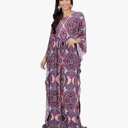 KOH KOH Womens Long Kaftan Boho Print Jersey