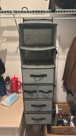 Closet Hanging Organizer w/ Drawers & Side Pockets | Space Saver Storage Unit