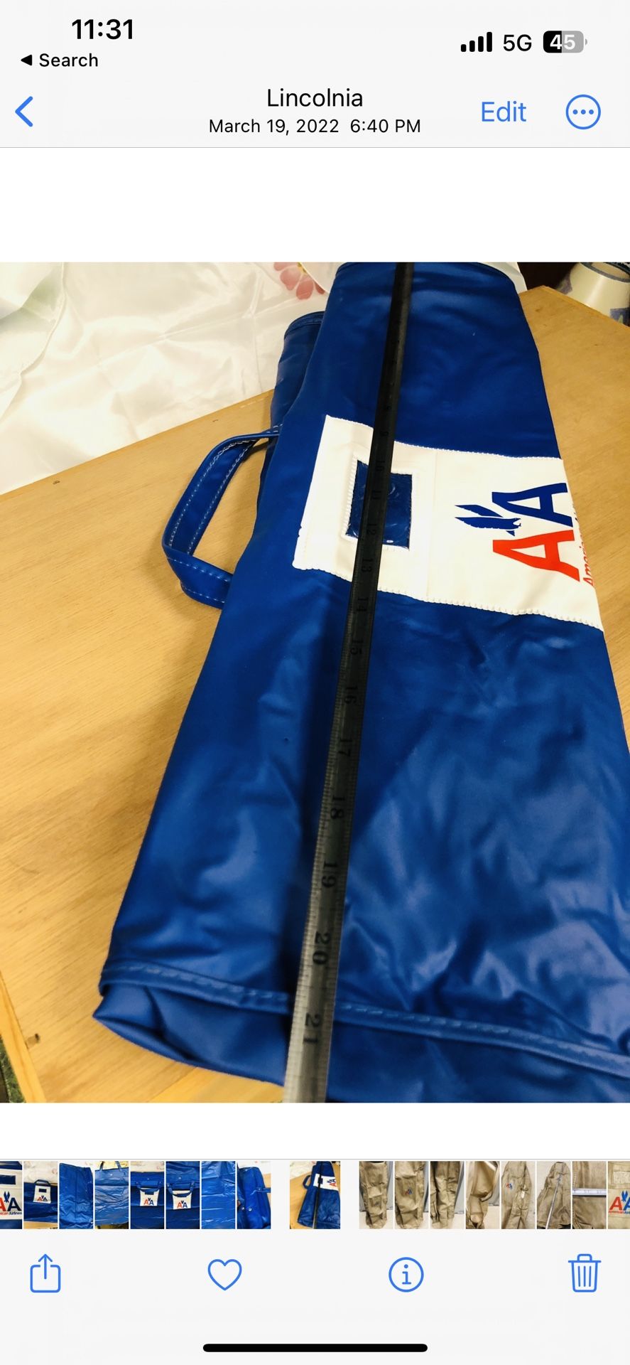 Vintage Rare American Airlines Suit Carry On Garment Bag Garment Bag Large