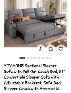 YITAHOME Sectional Sleeper Sofa with Pull-Out Bed