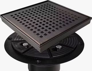 Neodrain 6" Square Shower Drain with Quadrato Pattern Grate,Oil Rubbed Bronze | 304 Stainless Steel, Floor Drain w/ PVC Shower Drain Base and Rubber G