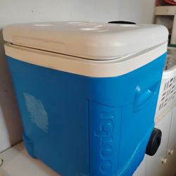 Igloo Cooler With 4 Wheels And Pull Up Handle


