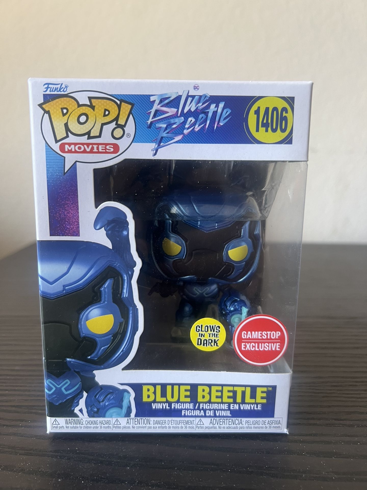 VAULTED EXCLUSIVE GLOW Blue Beetle Funko Pop #1406 DC Comics Movies GITD Dark
