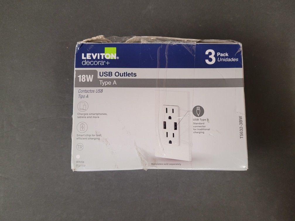 Leviton Type A USB Outlets (3-Pack)