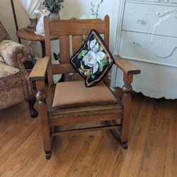 1930s Mission Oak Rocker Oversized, New Seat