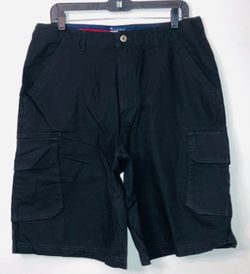 Vintage Tommy Hilfiger Flag Hip Hop Lightweight Black Cargo Shorts Size 33, New