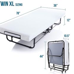 Lucid Rollaway Folding Bed with 4 Inch Memory Foam - Twin XL