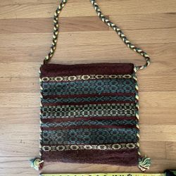 Vintage 1970's Authentic Greece Woven Wool Hippie Cross Body Boho Bag
