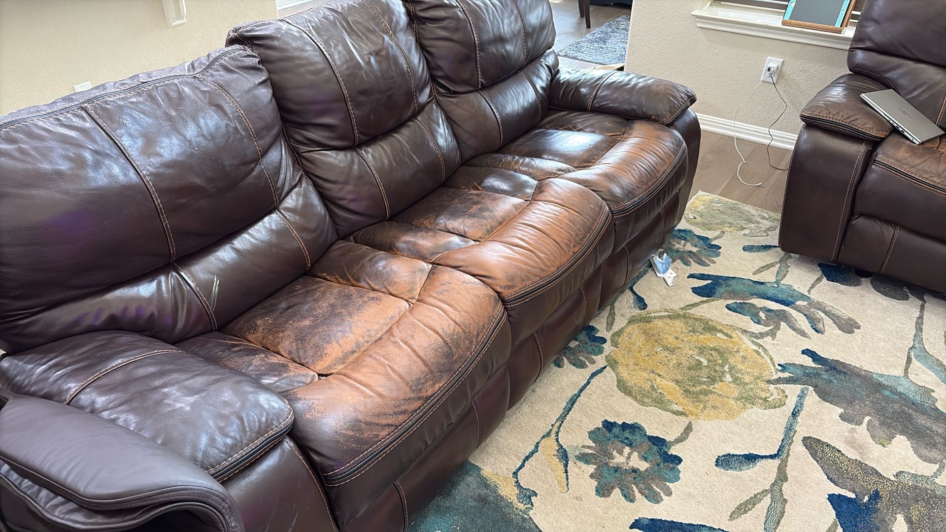 Leather Sofa ( 3 + 2 Seater ) - cash Only