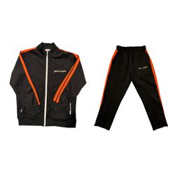 Palm Angels Black And Orange Track Jacket And Track Pants