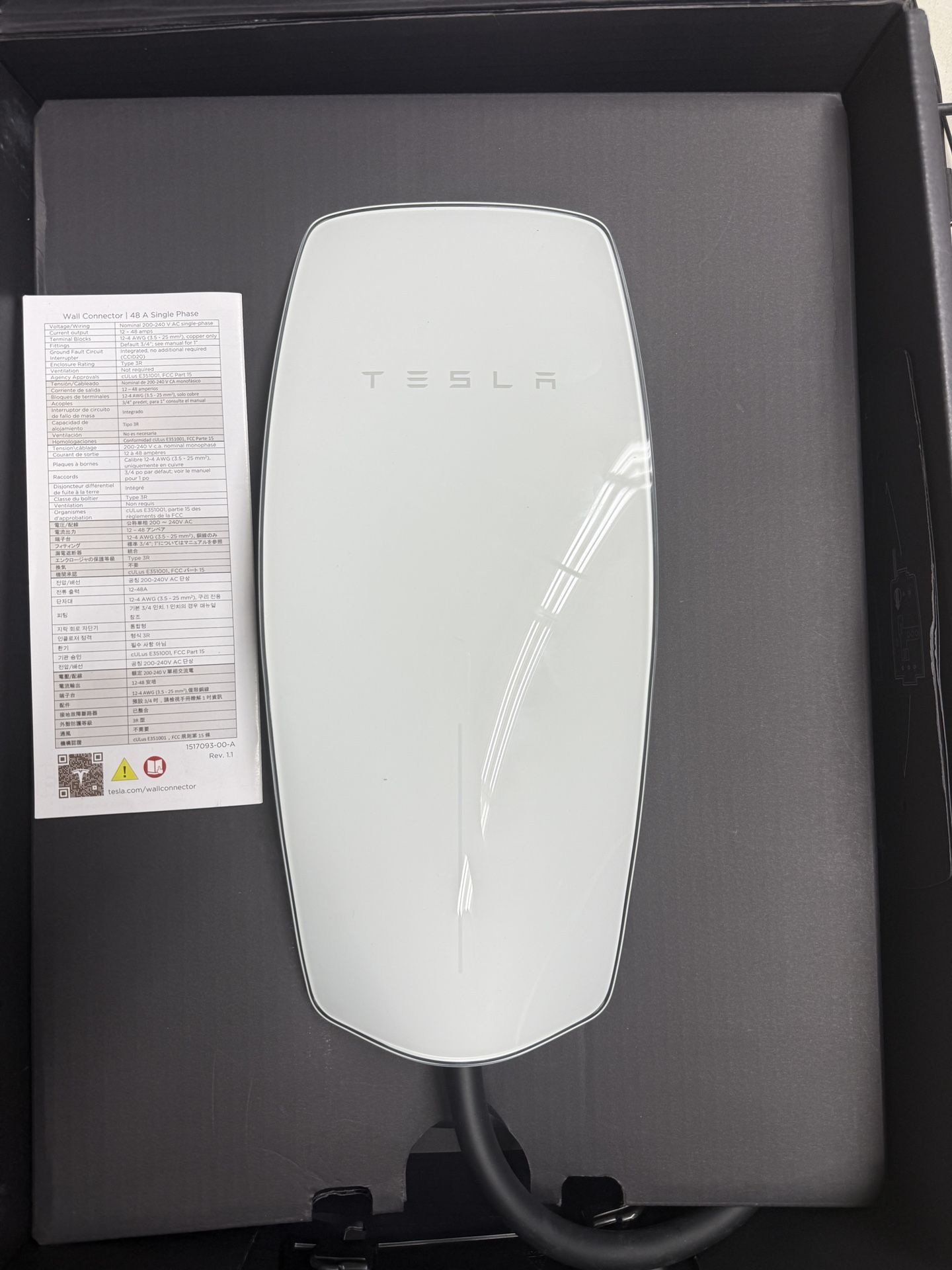 Tesla Wall Connector, Open Box, Never Used.