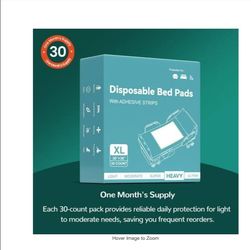30 in. x 36 in. Non-Woven Fabric Disposable Underpads with Adhesive Strips, 30 Count