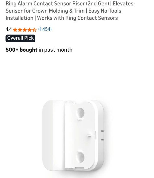 Ring Alarm Gen 2 Contact Sensor Riser. Contact Sensor Sold Separately ...