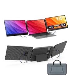 15.6" Portable Monitor FHD 1080P IPS, Laptop Screen Extender, Travel Monitor, Dual Display Extension, USB-C, Ultra-Slim, with Speakers, Compatible wit