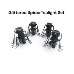 Halloween Glittered Tealight Spider Holders Bundle
