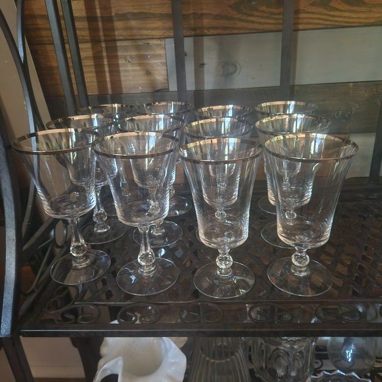 Silver Rimmed Crystal Glassware