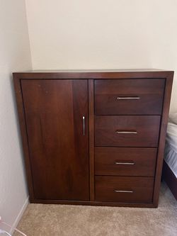 Dark brown wood chest