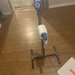 Industrial Black Pipe Toilet Paper Holder With Pressure Gauge 