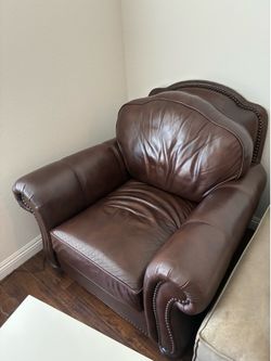 Ethan Allen leather chair and ottoman
