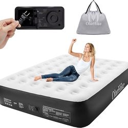 OlarHike Queen Air Mattress with Built in Pump,Durable Inflatable Blow Up Airbed with Storage Bag,13" High Speed Inflation Black, Camping Accessories,
