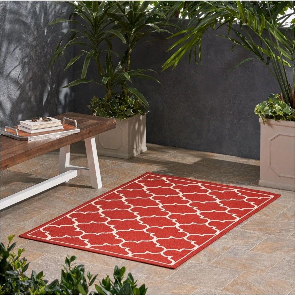 Red Rectangular Modern Area Rug for Living Room, Bedroom, Home Decor