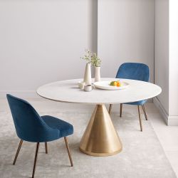 West Elm Silhouette Pedestal Marble Round Dining Table (72") - Like New