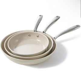 Redchef Non-stick pan set, ceramic pan, non-toxic cooking pans, 8, 9.5 and 11 inch ceramic pan set, without PFAS and PTFE and PFOA, with Stay Cool han