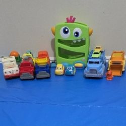 Fisher-Price Monster Trucks Racing Ramp / Green Toys Scooper Construction Truck / Green Toys Car Carrier / Mini Toy Trucks