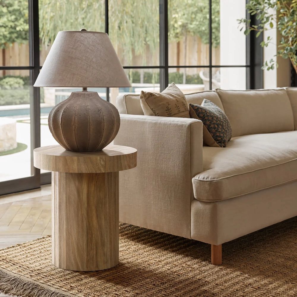 15.75 in. Dark Oak Finish Round MDF Fluted End Table If2229