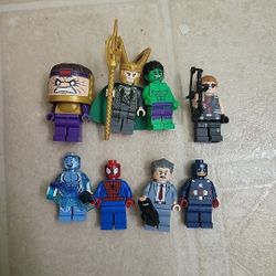 Lego Marvel Minifigures Lot Loki Modok, Spiderman  Hulk Captain America Electro