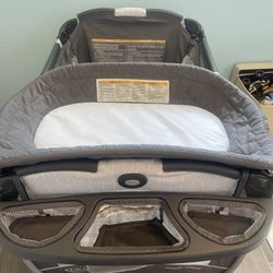 Gray Playpen With Baby Changing Table And A Matress 