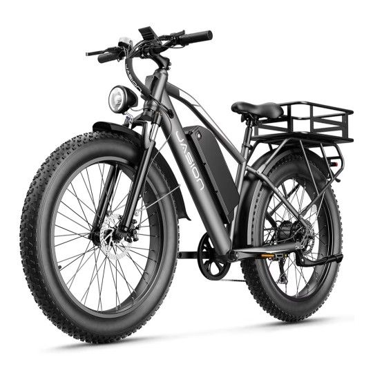 ☆ Jasion EB5 MAX Electric Bike for Adults with 2000W Peak Motor, 48V 15Ah (720Wh) Battery Electric Mountain Bike, 26'' x 4'' Fat Tire Ebike, 28+MPH Sp